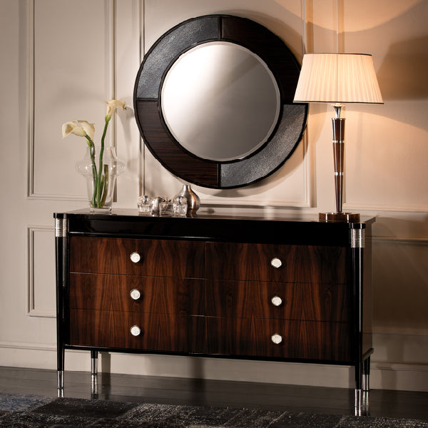 Sophisticated Dresser with Reflective Accents