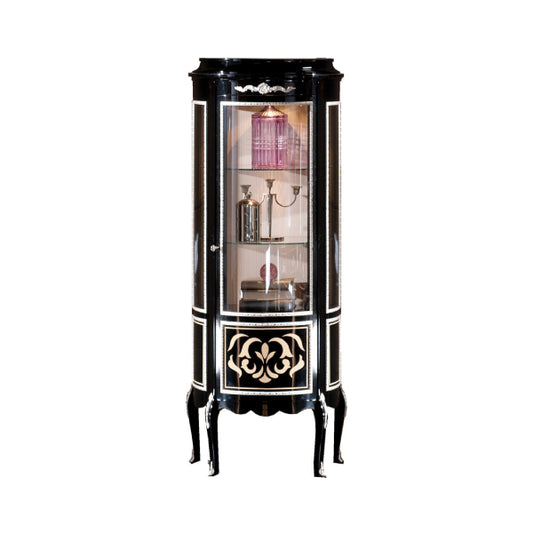 Chic Corner Display Cabinet with Glass Doors and Elegant Details