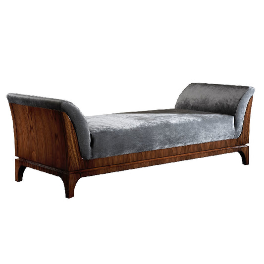 Elegant Velvet Daybed with Rich Wood Accents