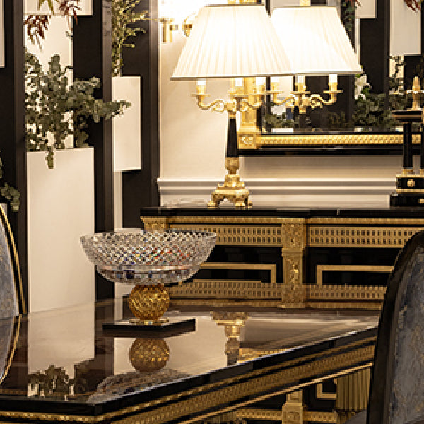 Elegant Black and Gold Sideboard with Exquisite Detailing