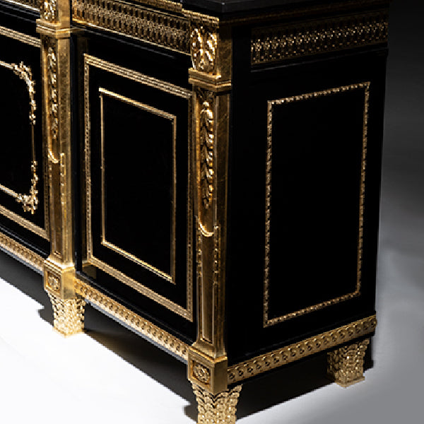 Elegant Black and Gold Sideboard with Exquisite Detailing