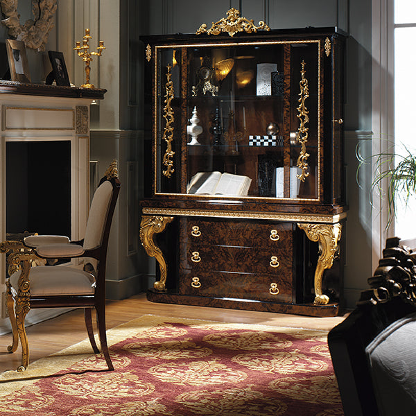 Opulent Display Cabinet with Glass Doors and Exquisite Detailing