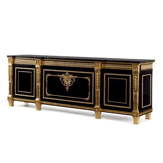 Elegant Black and Gold Sideboard with Exquisite Detailing