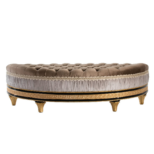 Opulent Oval Ottoman with Luxurious Detailing