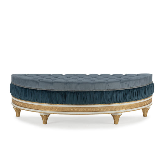 Chic Oval Ottoman with Luxurious Textures