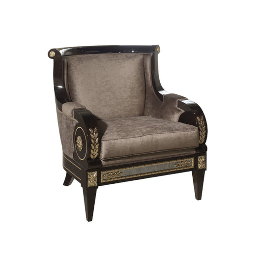 Elegant Armchair with Luxurious Fabric and Classic Detailing