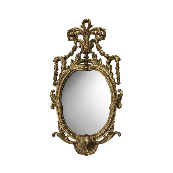 Exquisite Shell-Base Mirror with Ornate Gold Frame