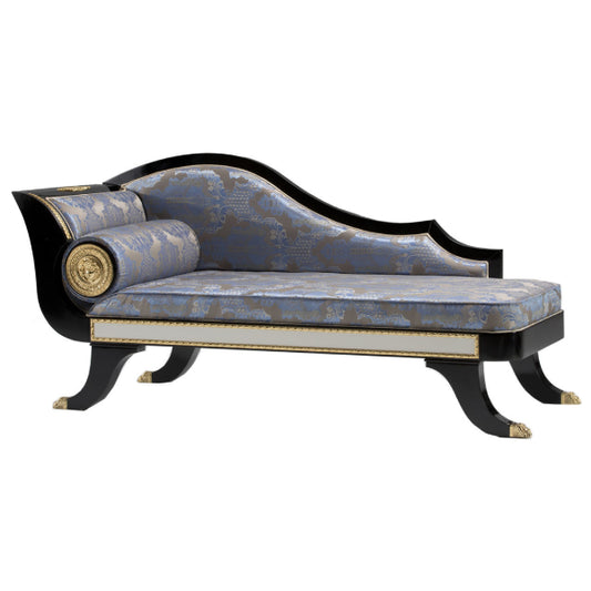 Luxurious Curved Chaise Lounge with Elegant Accents