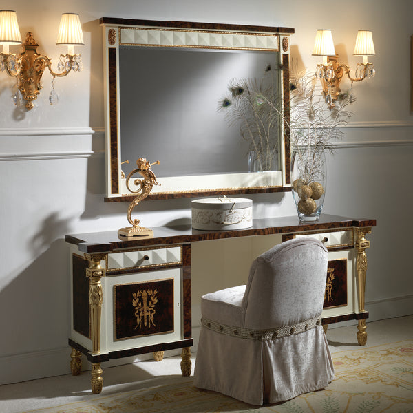 Elegant Vanity Console with Mirror and Decorative Accents