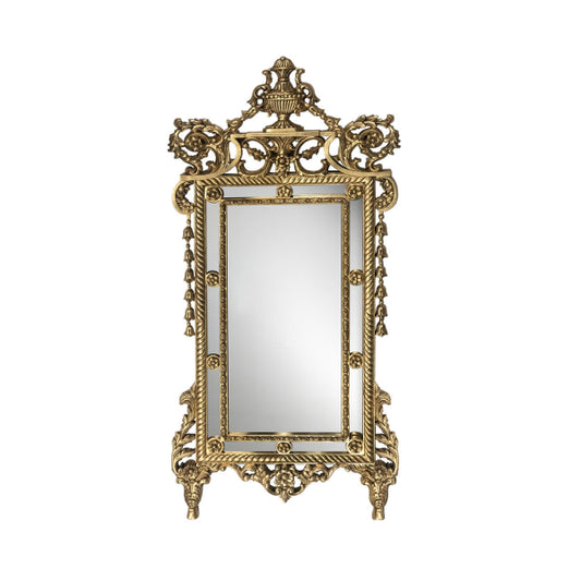 Ornate Gold-Finished Mirror with Decorative Frame