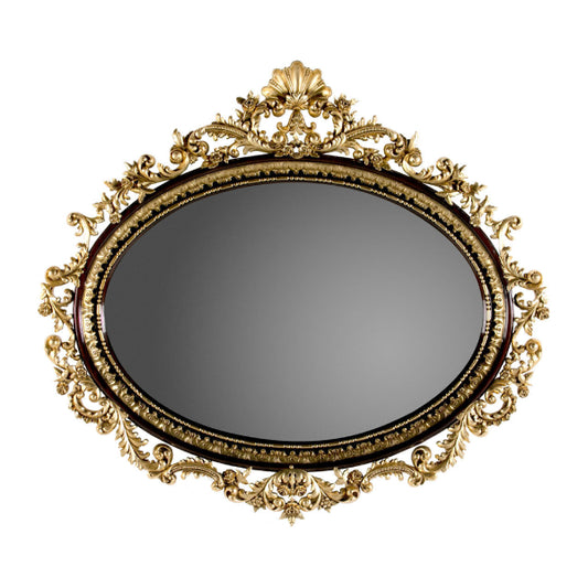 Luxurious Oval Mirror with Elaborate Gold Leaf Frame