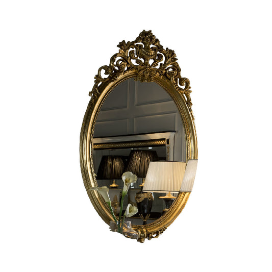 Regal Oval Mirror with Ornate Gold Frame