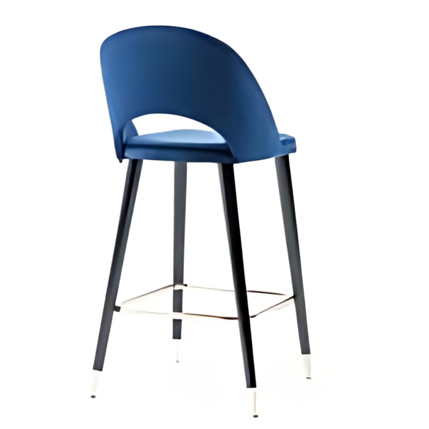 Modern Elegance: The Blue Velvet Bar Stool with Black Frame