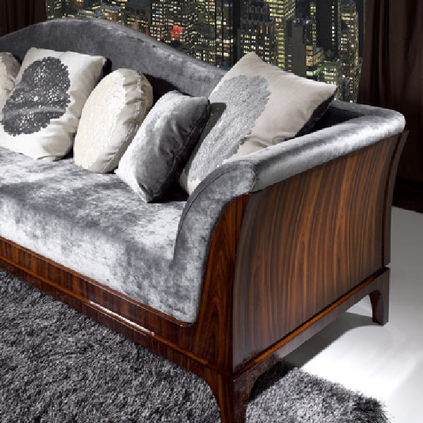 Sophisticated Curved Sofa with Plush Textures and Elegant Design