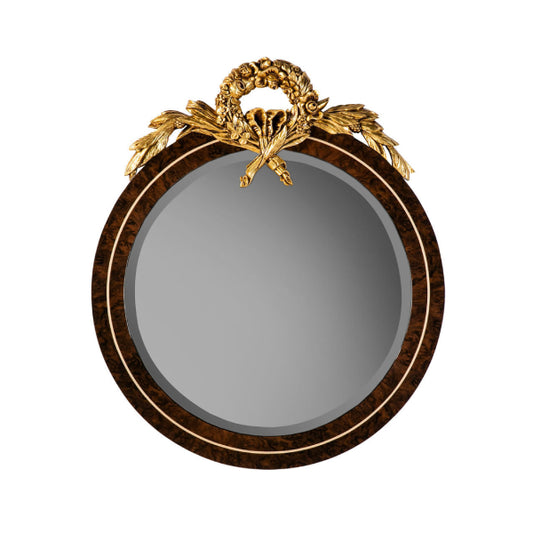 Chic Round Mirror with Elegant Gold Accents