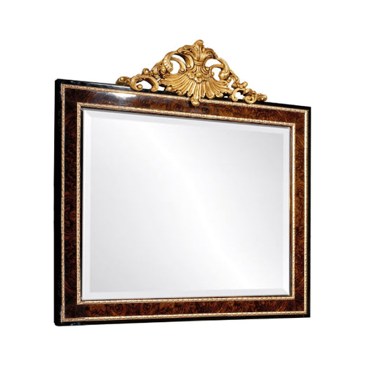 Luxurious Rectangular Mirror with Ornate Gold Crest