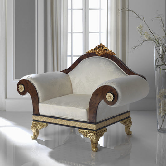 Elegant Antique-Inspired Armchair with Intricate Detailing