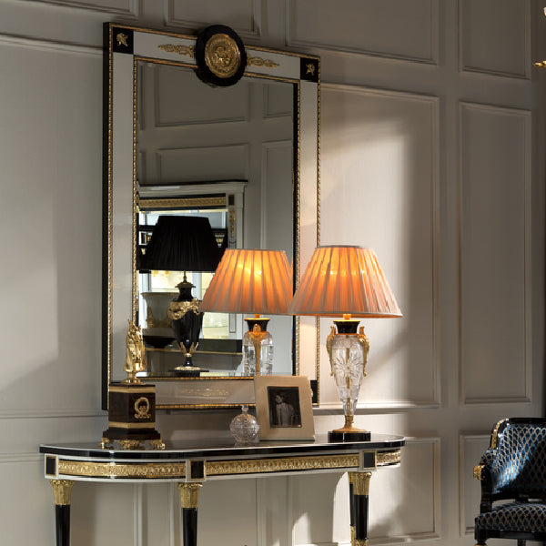 Elegant Rectangular Mirror with Decorative Crest