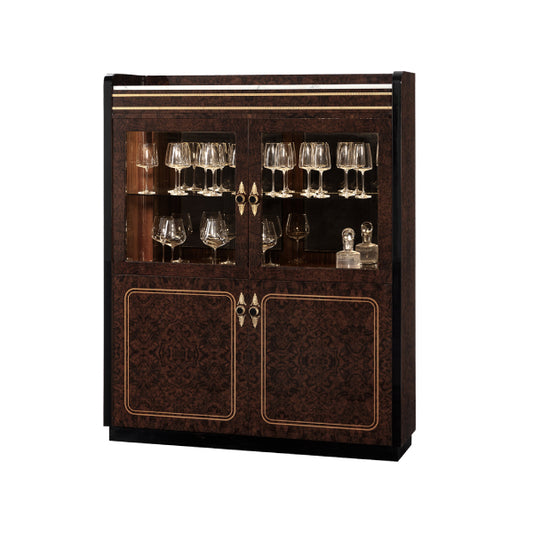 Stylish Bar Cabinet with Glass Doors and Elegant Detailing