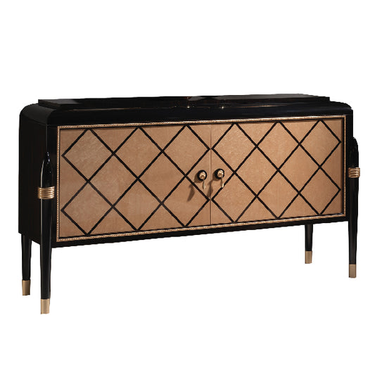 Elegant Media Console with Diamond Pattern Design