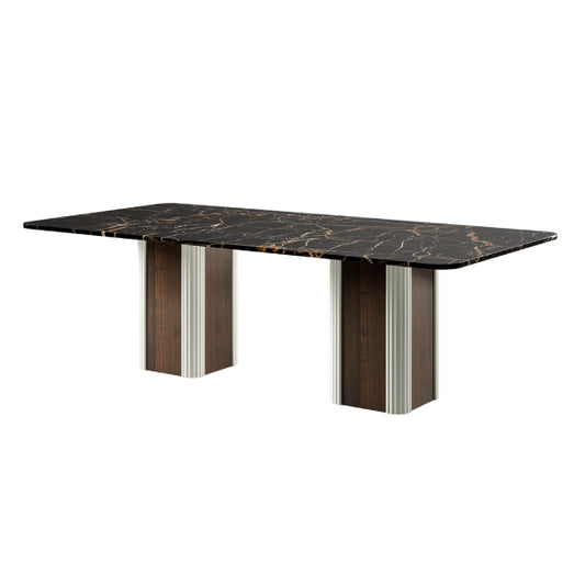 Stylish Rectangular Dining Table with Luxurious Marble Top