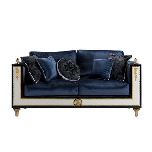 Elegant Navy Velvet Sofa with Luxurious Details