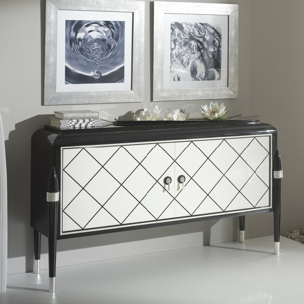 Chic Media Console with Diamond Pattern Accents