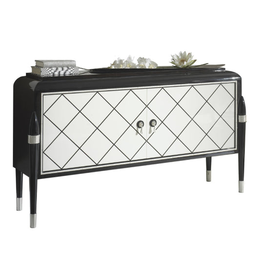 Chic Media Console with Diamond Pattern Accents