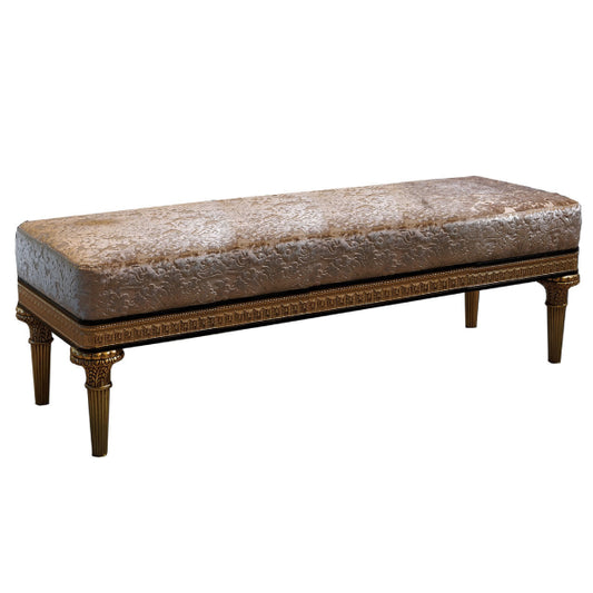 Luxurious Upholstered Bench with Ornate Detailing