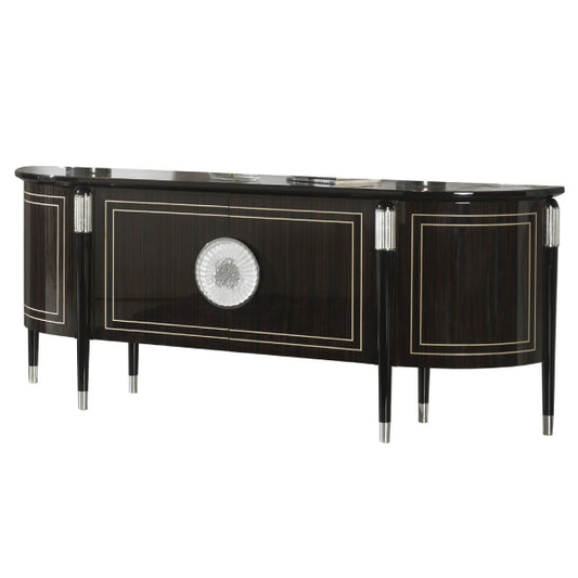 Elegant media console with intricate design