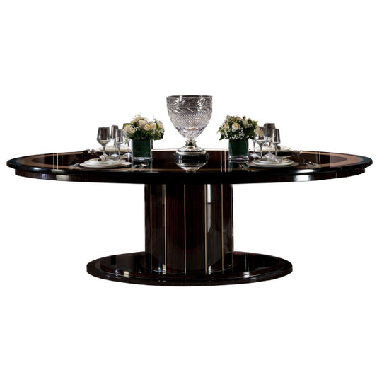 Elegant Oval Dining Table with Rich Finishes and Modern Design