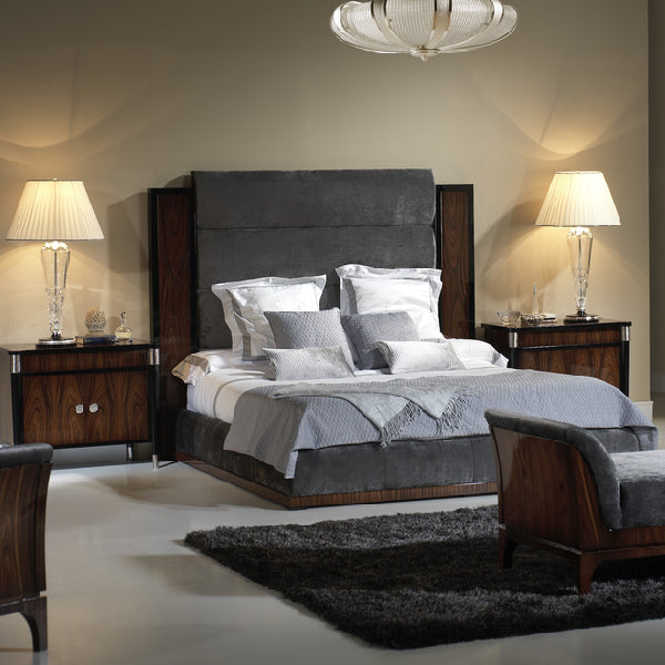 Modern Upholstered Bed with Dramatic Headboard