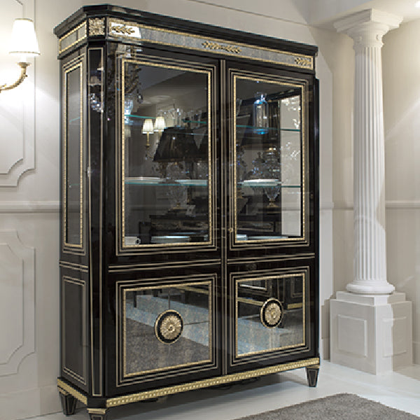 Elegant Glass Display Cabinet with Luxurious Detailing