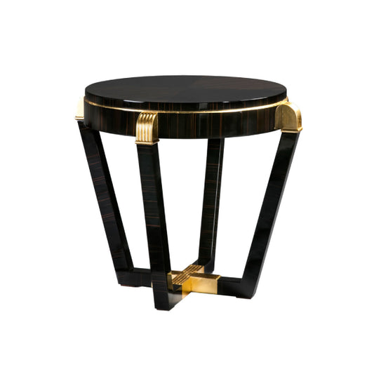 Exquisite Round Side Table with Art Deco Influence