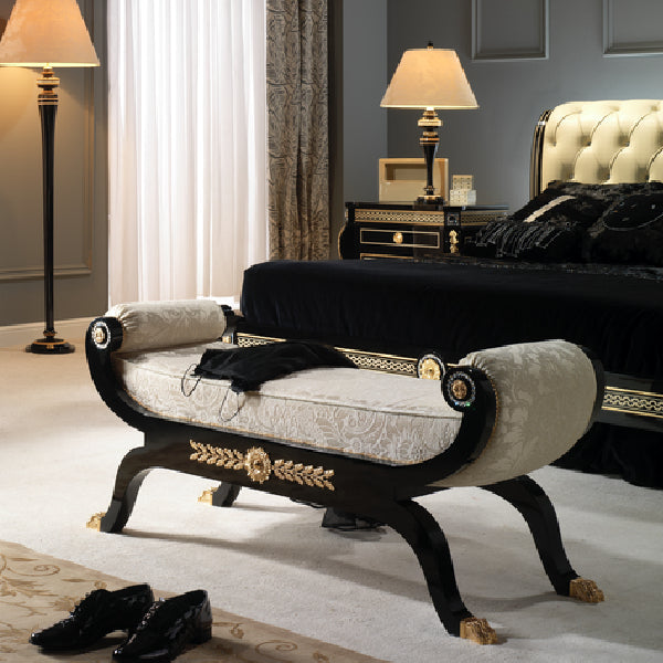 Opulent Curved Bench with Elegant Accents