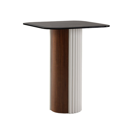 Modern Square Side Table with Unique Columnar Design