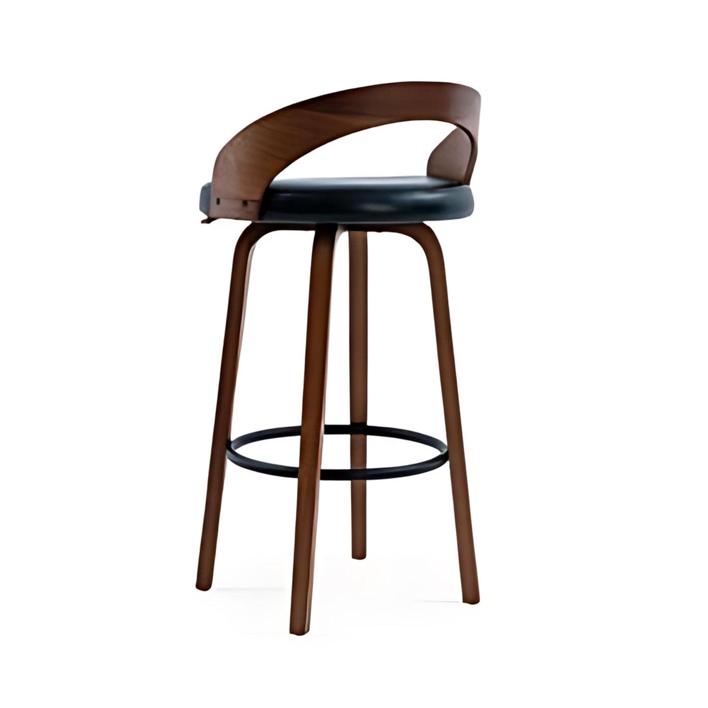 Modern Elegance: The Black Upholstered Bar Stool with Wooden Back