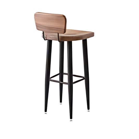 Rustic Modernity: The Wooden Bar Stool with Metal Frame