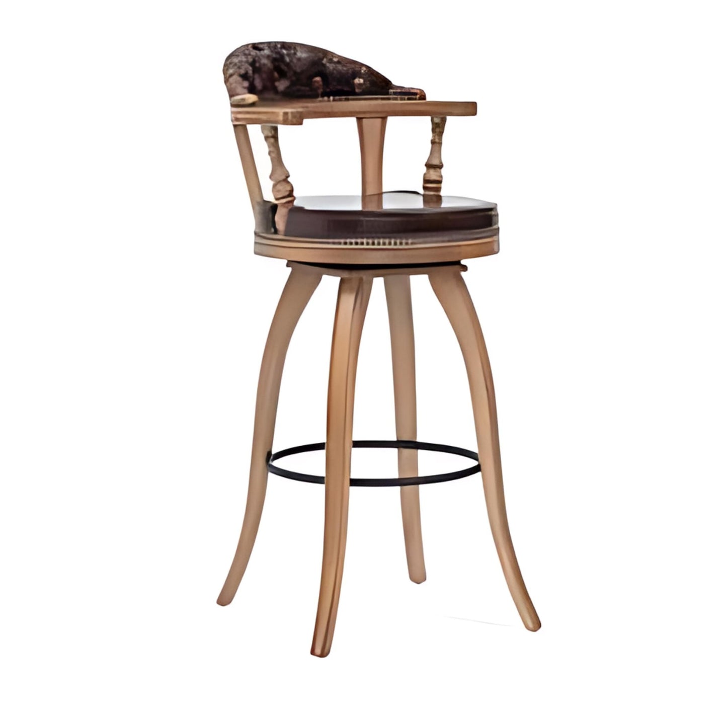 Elegant Design: The Brown Tufted Bar Stool with Wooden Frame