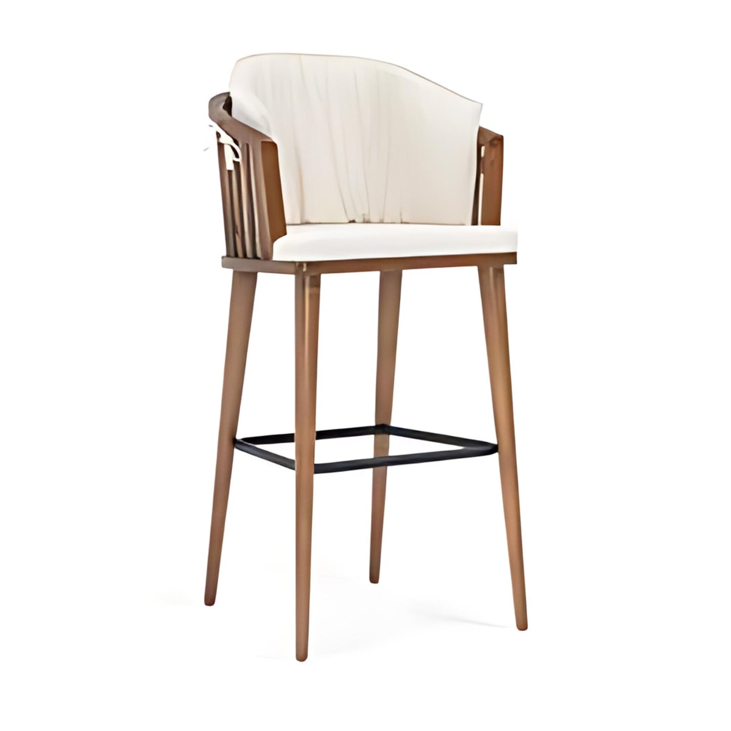 Elegant Design: The Cream Upholstered Bar Stool with Wooden Frame