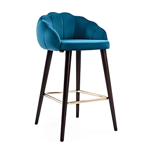 Elegant Design: The Teal Velvet Bar Stool with Gold Accents