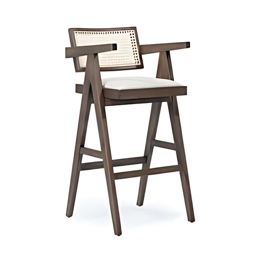 Contemporary Style: The Cane-Back Bar Stool with Wooden Frame