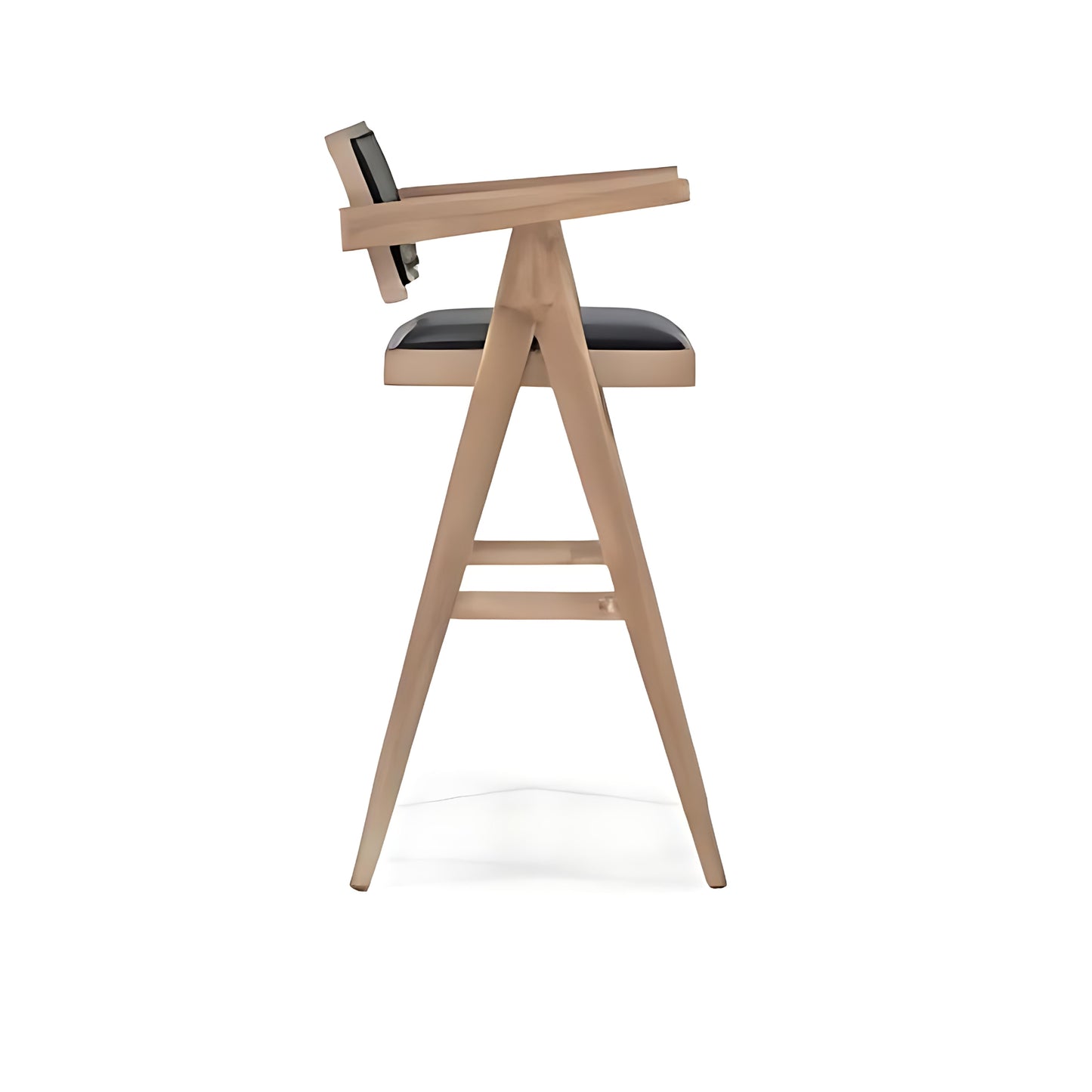 Rustic Charm: The Black Upholstered Bar Stool with Wooden Frame