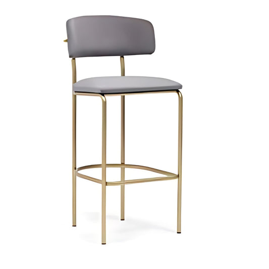 Modern Minimalism: The Gray Upholstered Bar Stool with Gold Frame