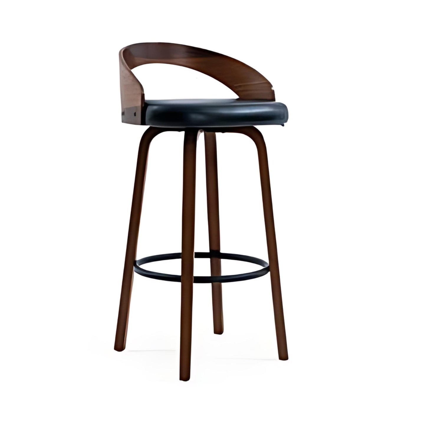 Modern Elegance: The Black Upholstered Bar Stool with Wooden Back