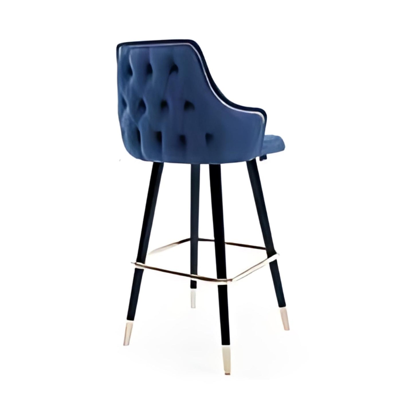 Chic Comfort: The Navy Blue Upholstered Bar Stool with Gold Accents