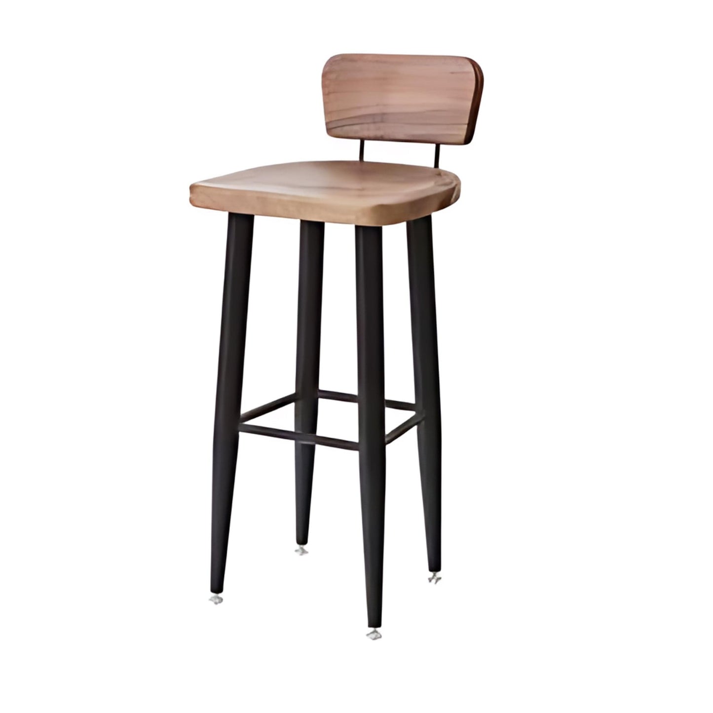 Rustic Modernity: The Wooden Bar Stool with Metal Frame