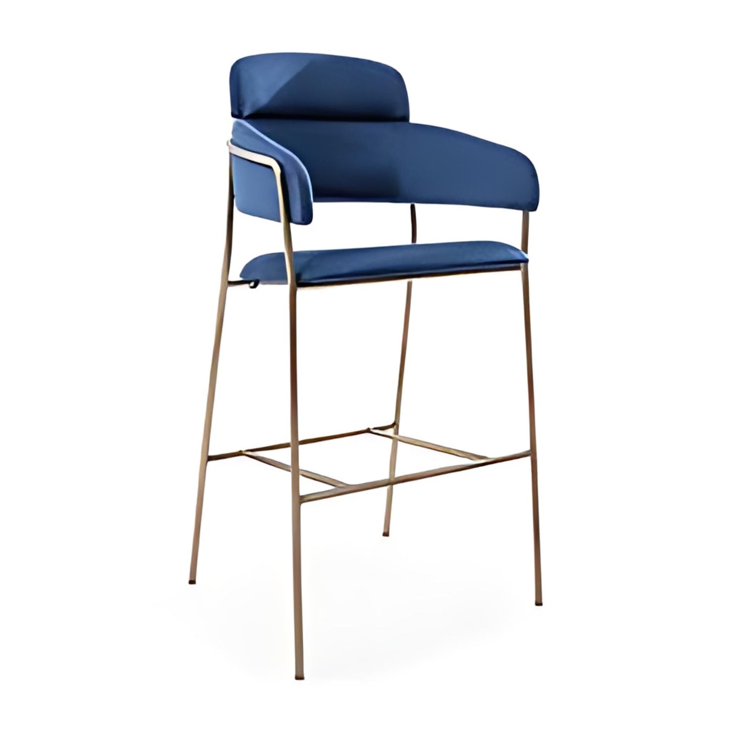 Contemporary Comfort: The Navy Blue Upholstered Bar Stool with Metal Frame