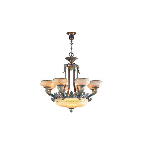 Art Deco Style Chandelier with Elegant Glass Shades