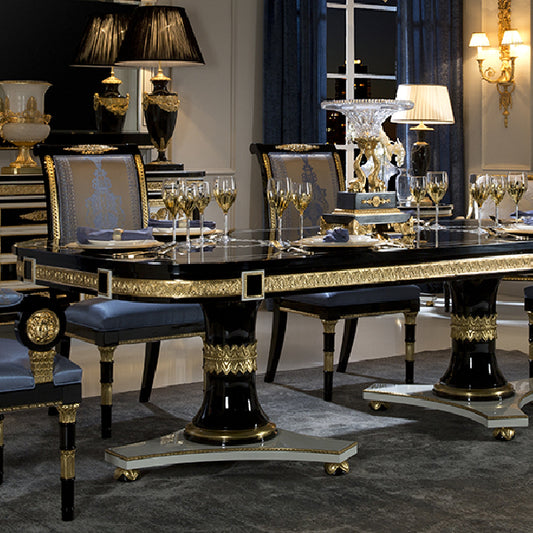 Elegant Black and Gold Dining Room Setting